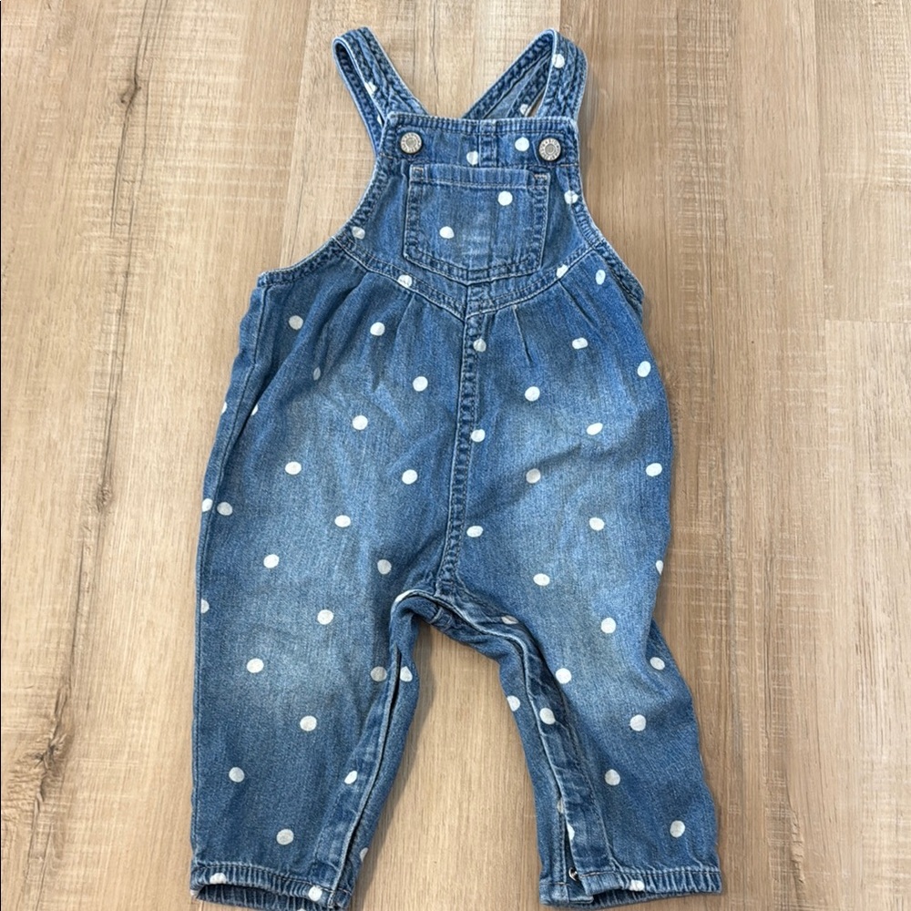 Old Navy Blue and White Polka Dot Print Overalls